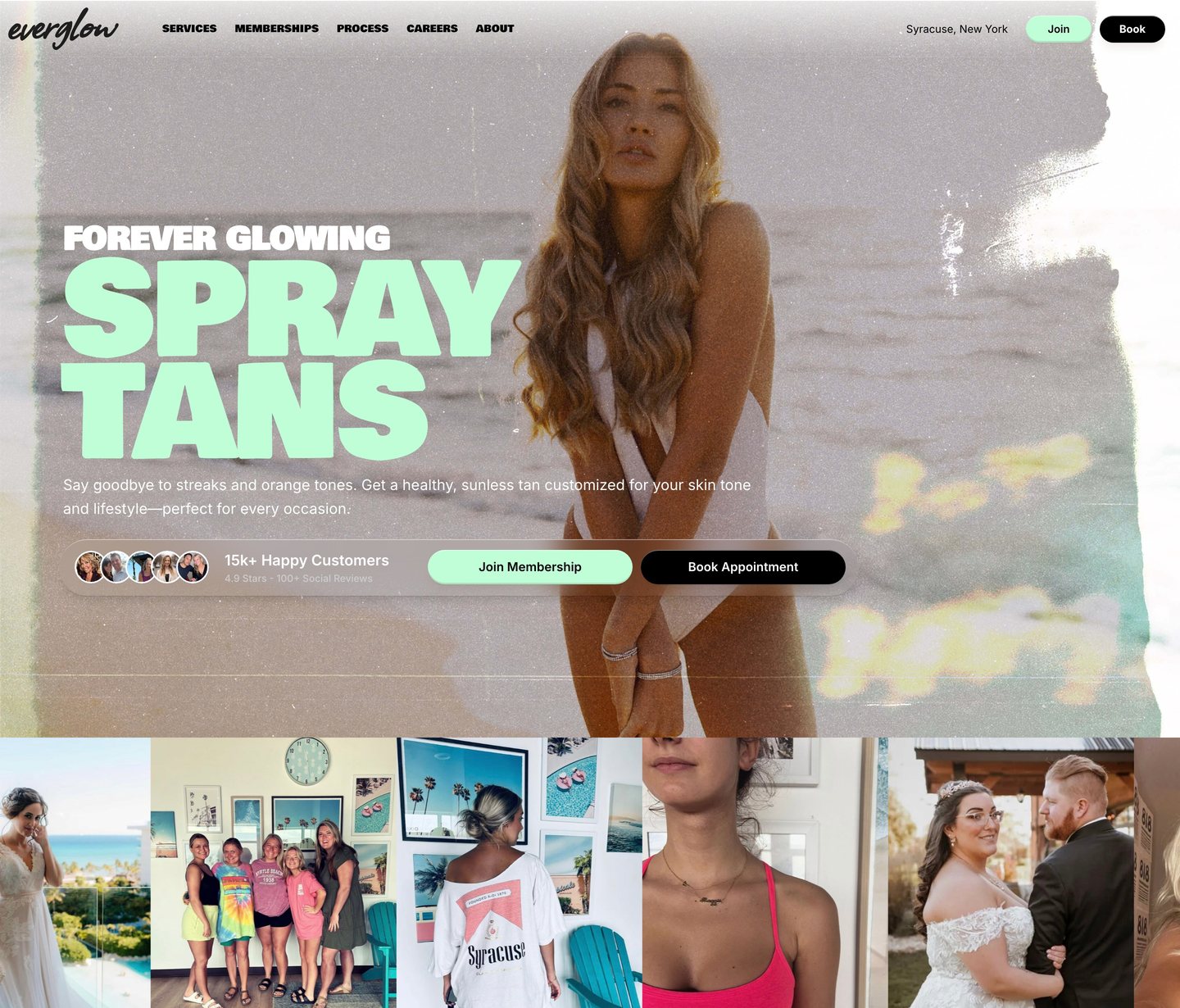 Everglow Spray Tan website
