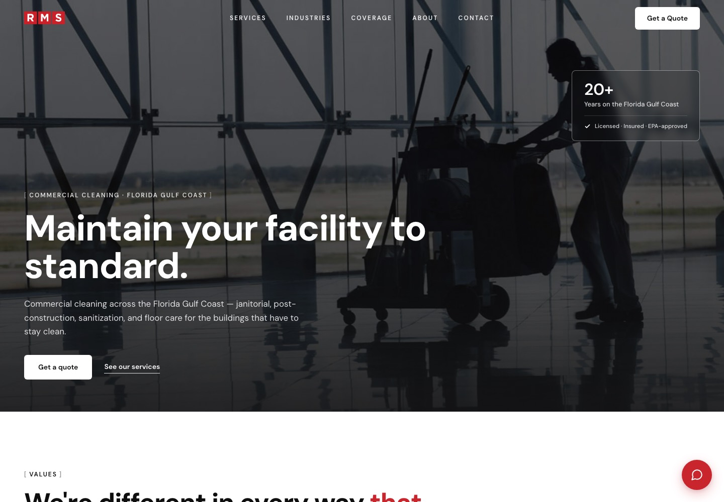 RMS Clean homepage